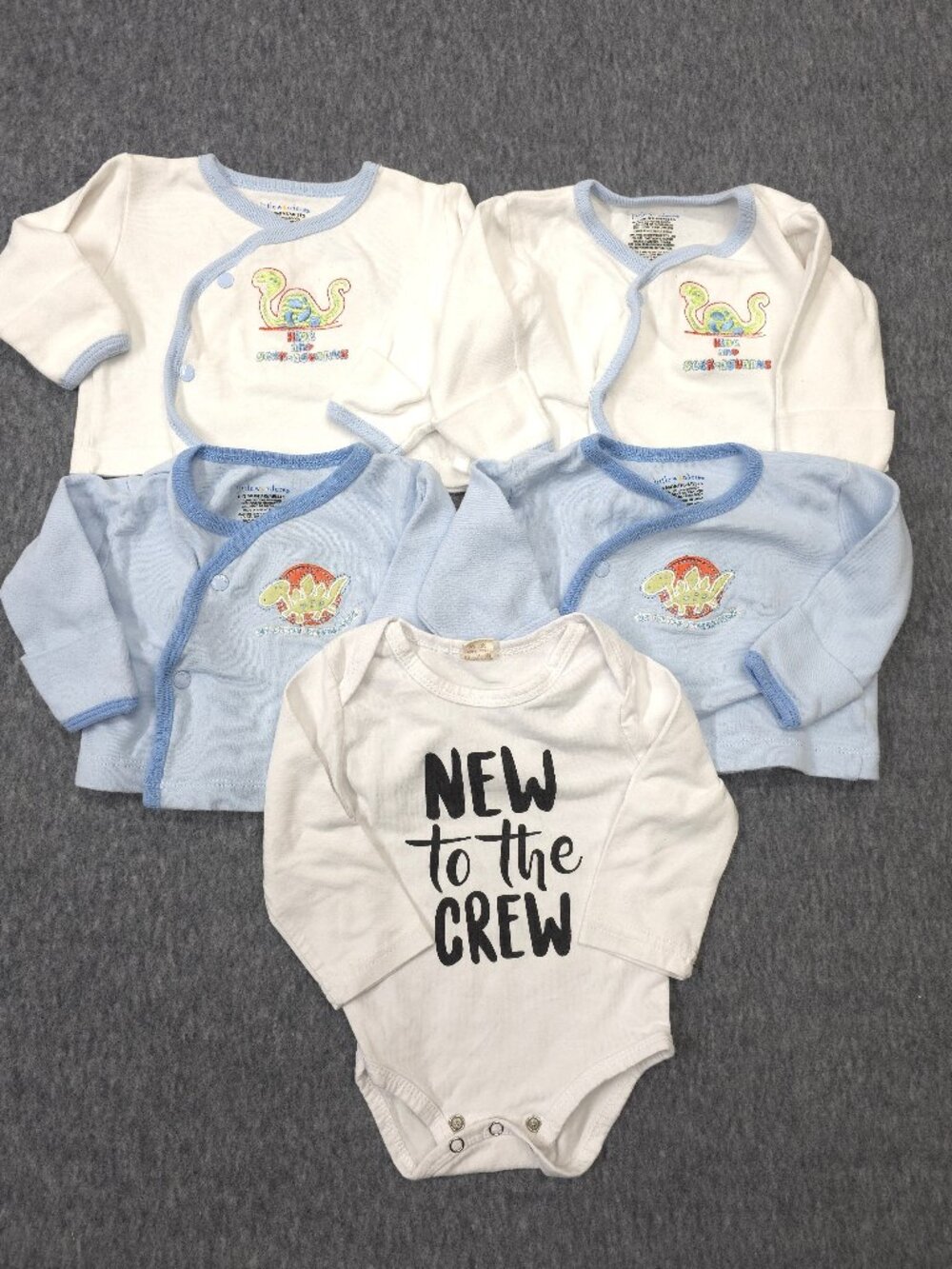 Baby 0-3M Clothing Bundle 5pc Little Wonders Dinosaur Bodysuit Shirts NWOT
